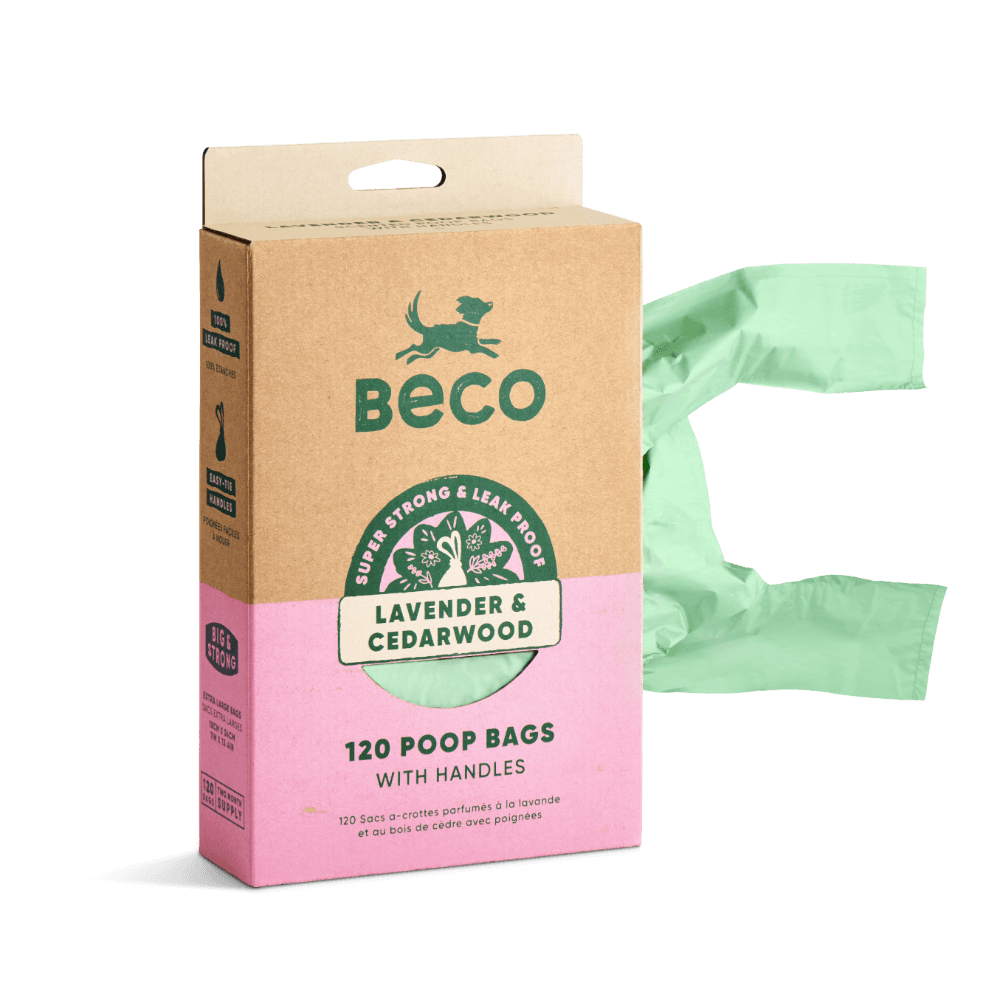 Beco Poop Bags Lavender Cedarwood Scented with Handles
