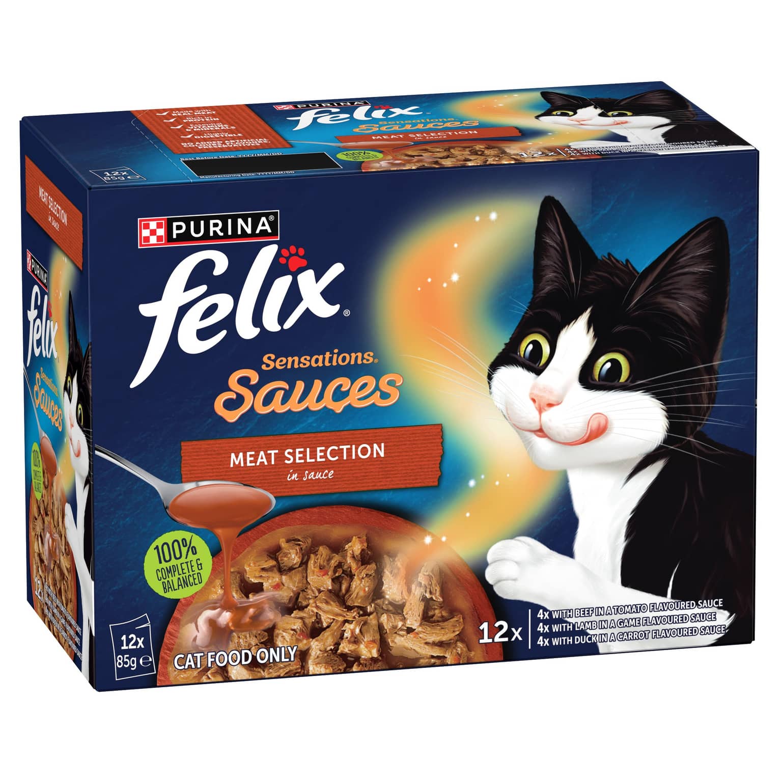 Felix Sensations Sauces Meat Selection Adult Wet Cat Food Pouches