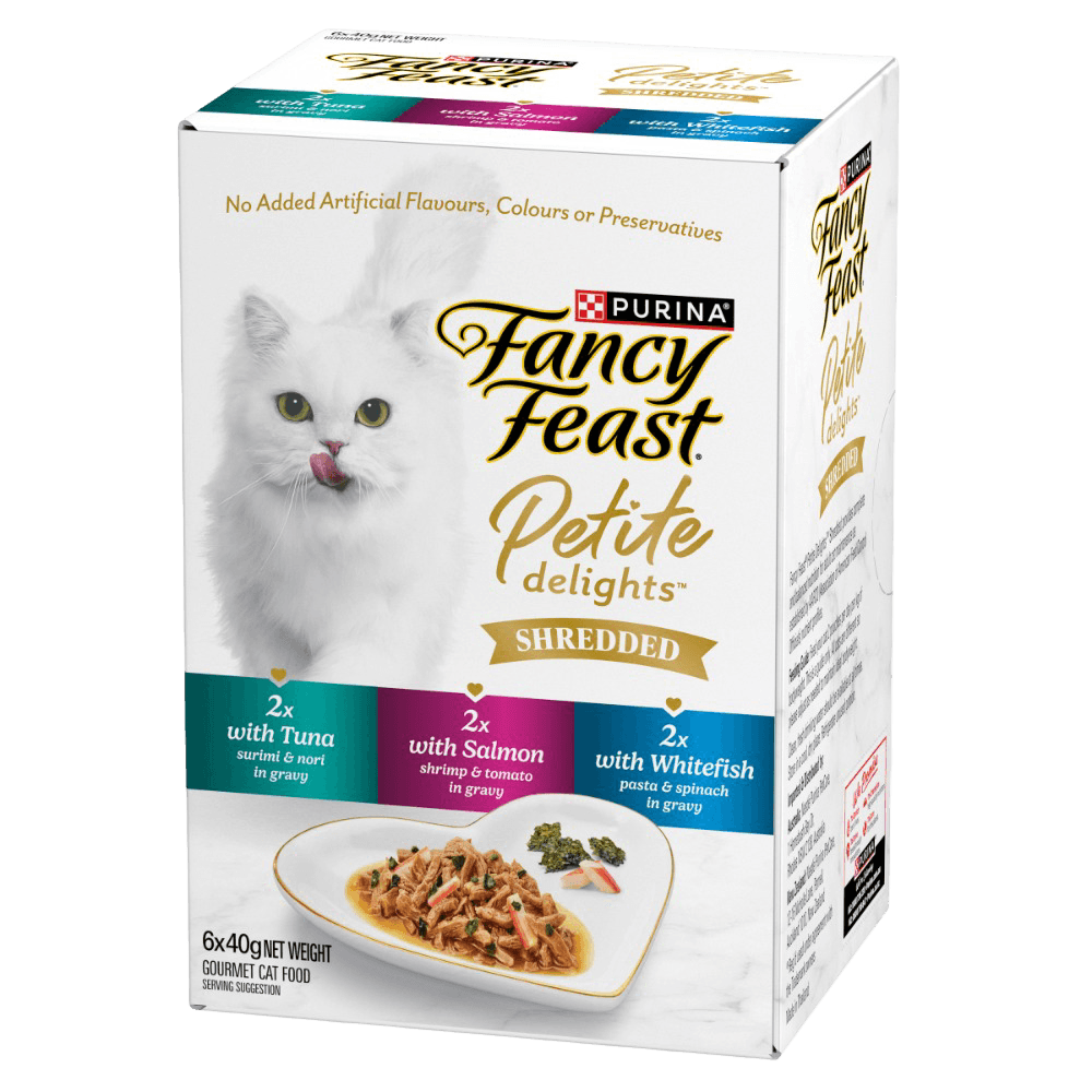Petite Delights Shredded Tuna Salmon Whitefish Wet Cat Food