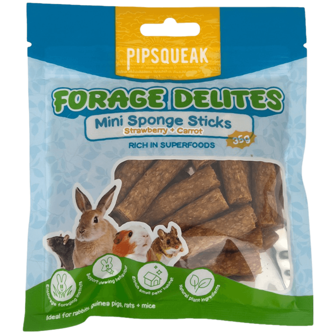 pipsqueak-forage-delites-mini-sponge-sticks-strawberry-carrot-small-pet-treat