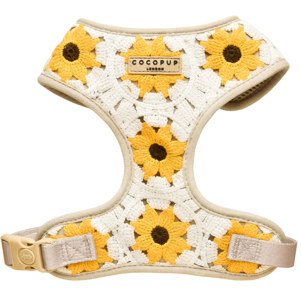 Crochet Dog Harness in Sunflower Patch