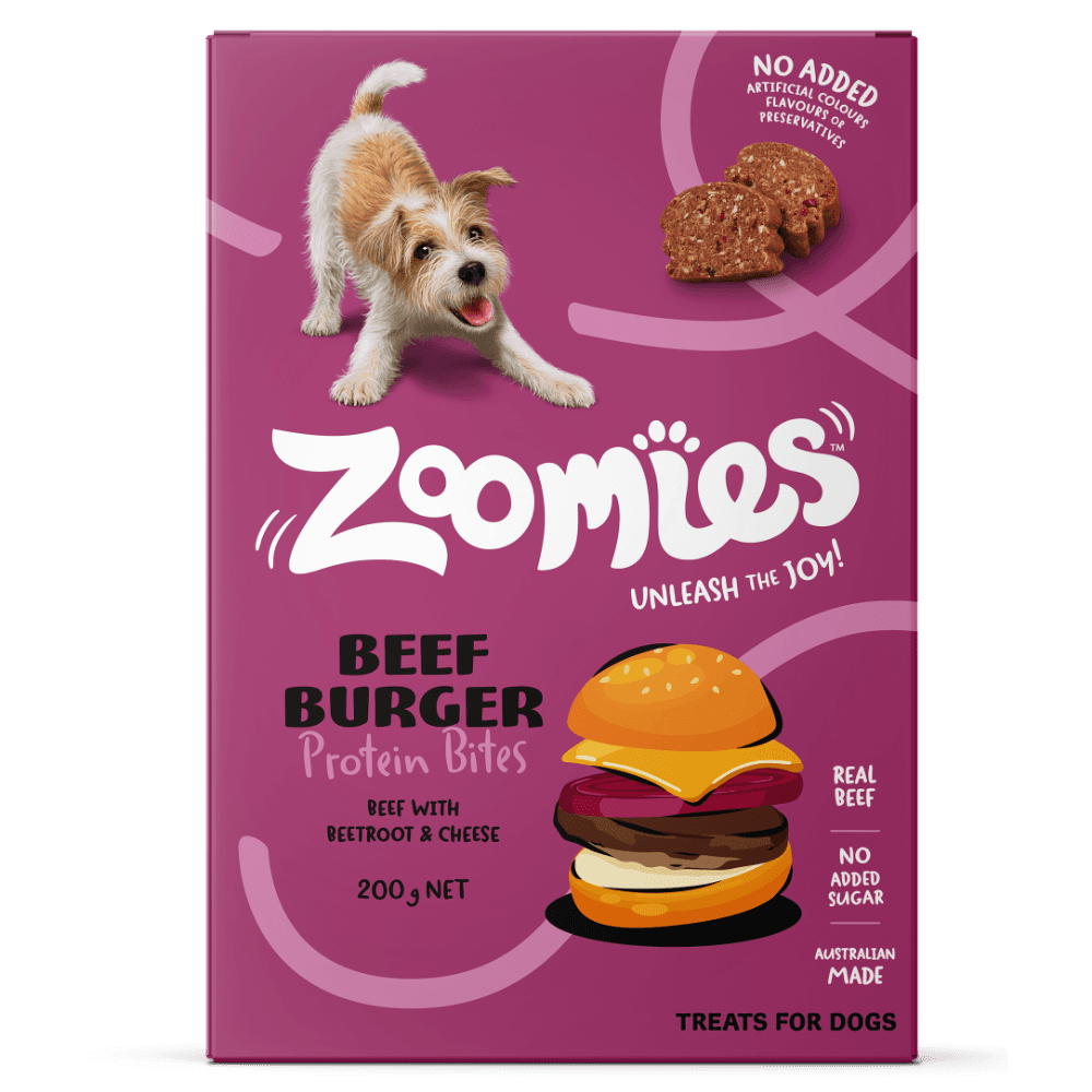 zoomies-burger-beef-with-beetroot-and-cheese-protein-bites-dog-treats