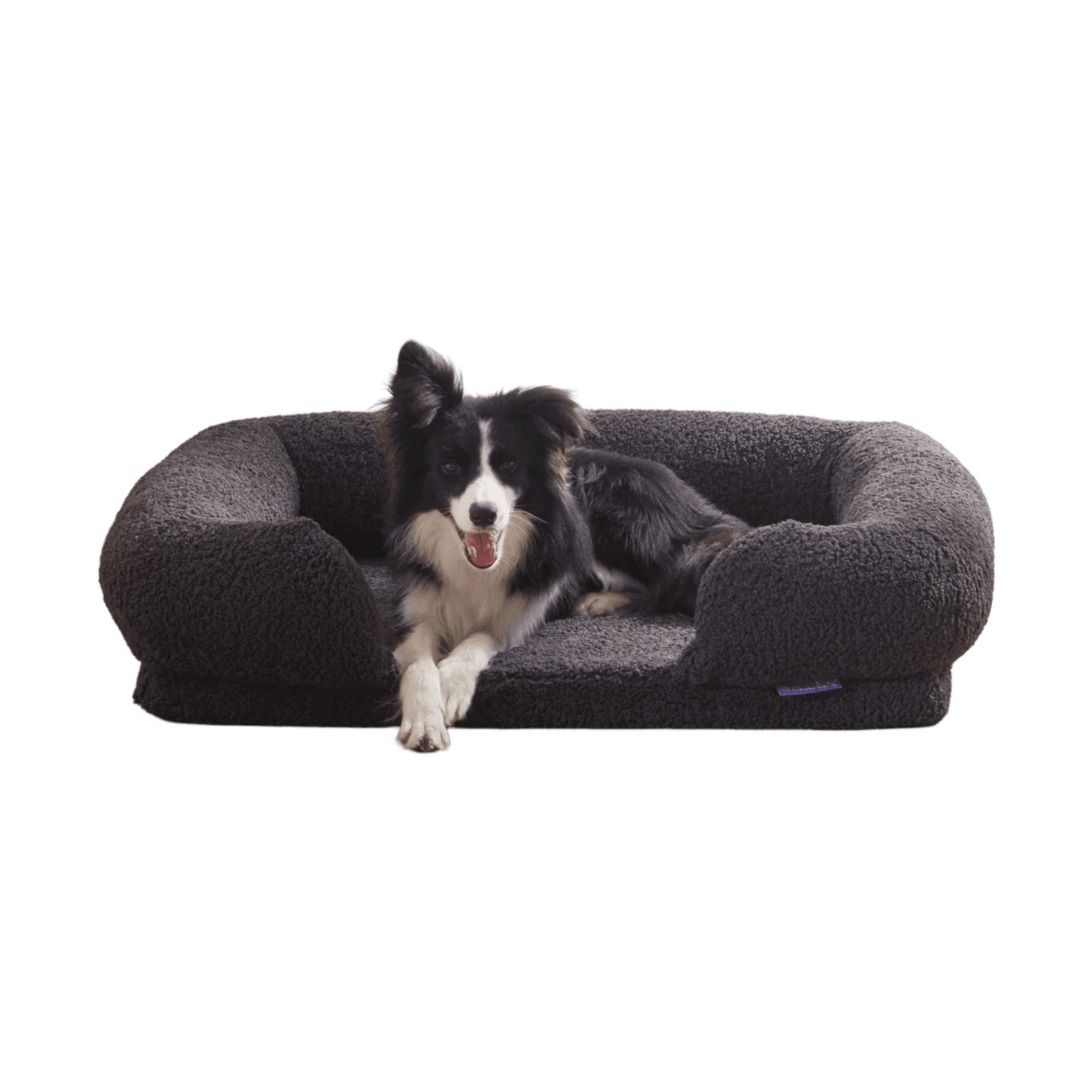 charlies-teddy-fleece-orthopedic-memory-foam-dog-bolster-bed-charcoal