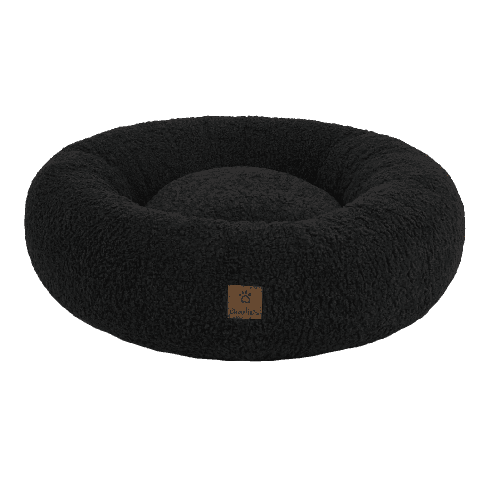 charlies-round-teddy-fleece-calming-pet-bed-charcoal