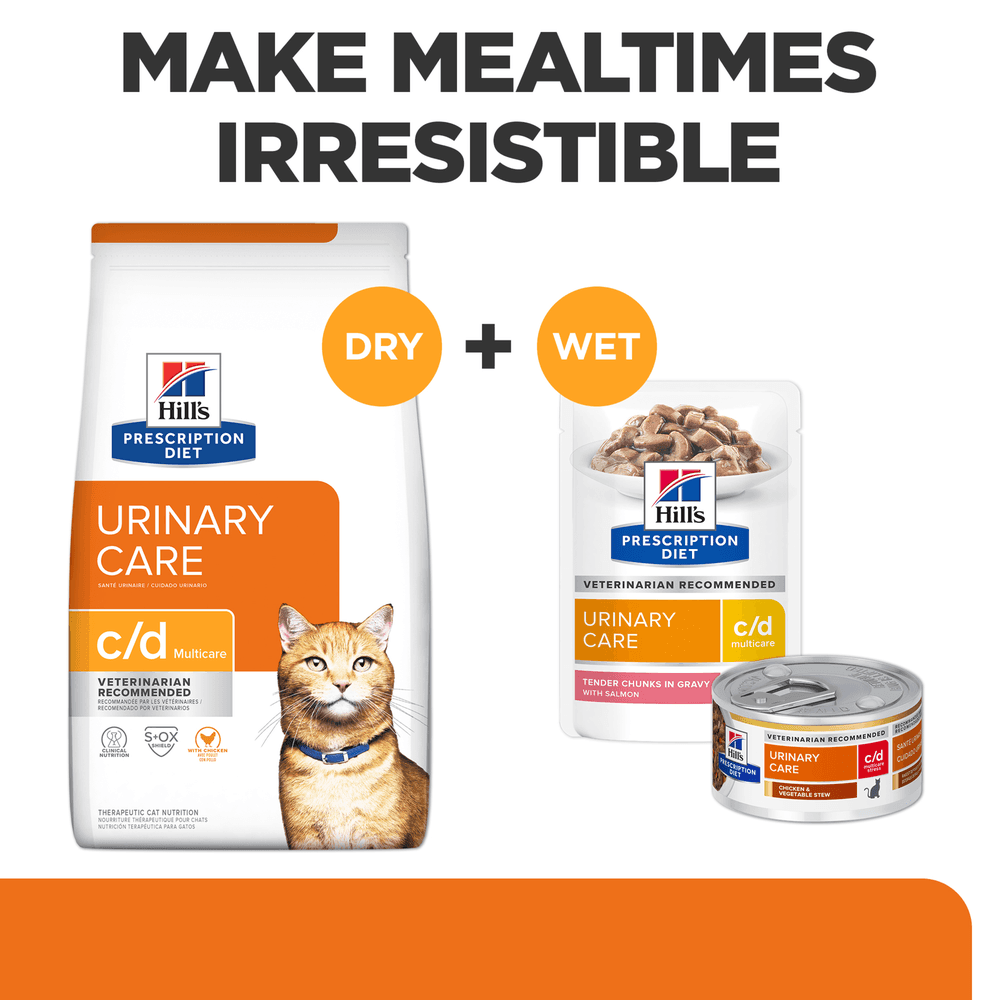 Hills Prescription Diet C/D Multicare Urinary Care Chicken & Vegetable Stew Wet Cat Food Cans