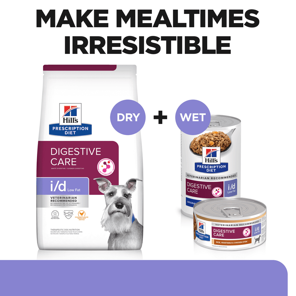 Hills Prescription Diet I/D Low Fat Digestive Care Chicken & Vege Stew Wet Dog Food Cans