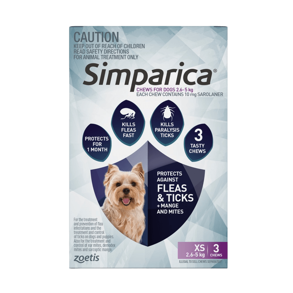 for Extra Small Dogs 2.6–5.0kg (Purple) Flea & Tick Chewables