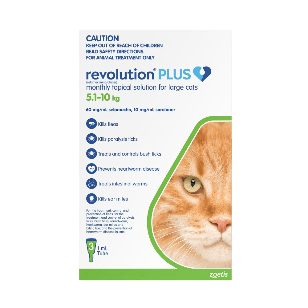for Large Cats 5.1–10.0kg (Green) Flea, Tick & Worm Protection
