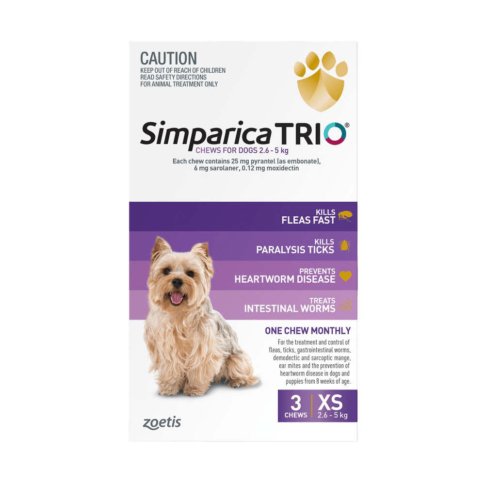 for Extra Small Dogs 2.6–5.0kg (Purple) Flea, Tick & Worm Chewables