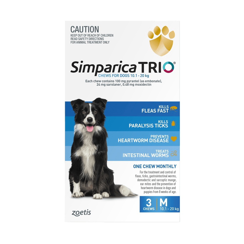 for Medium Dogs 10.1–20kg (Blue) Flea, Tick & Worm Chewables