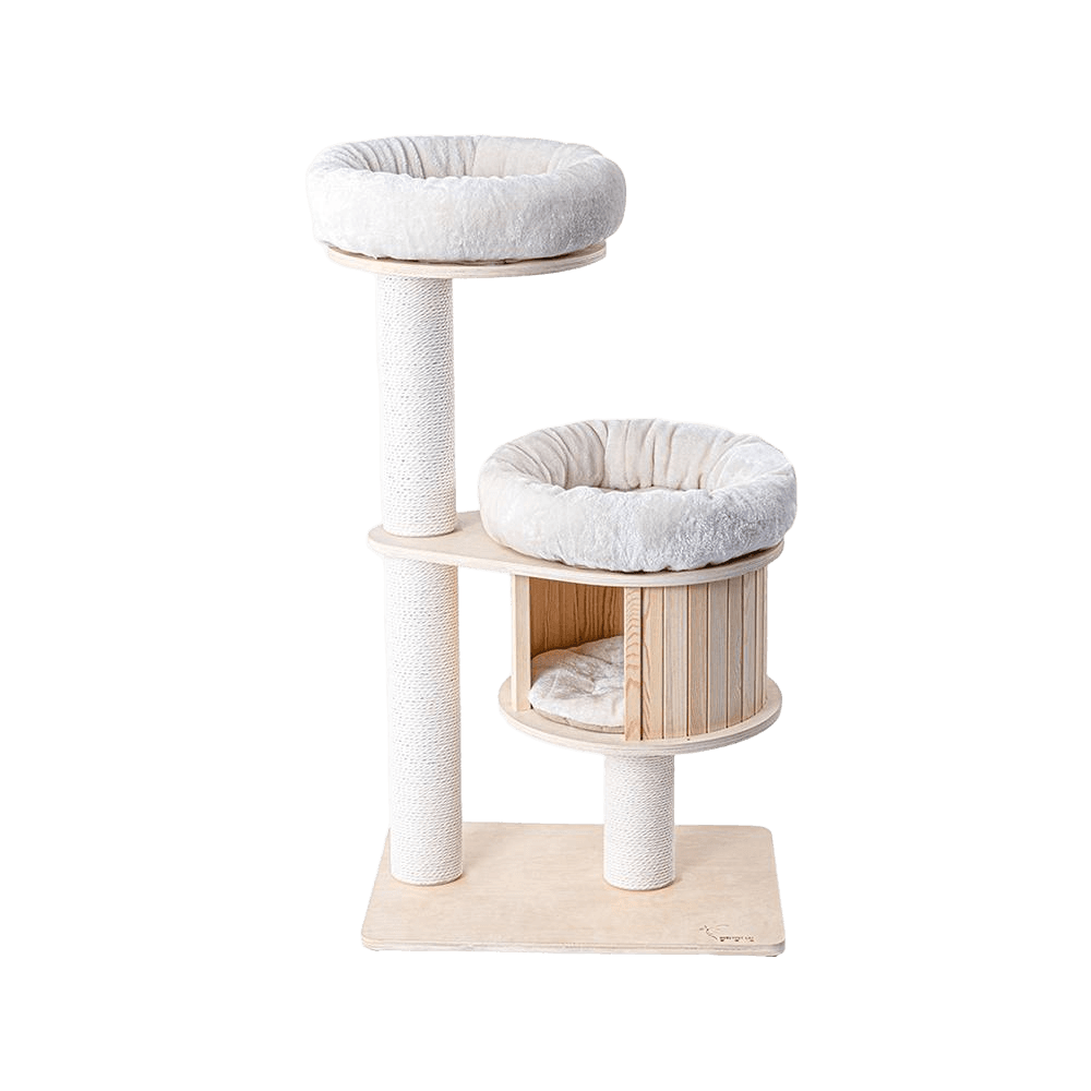 Classic Wood Perch Multi Level Cat Tree Beige