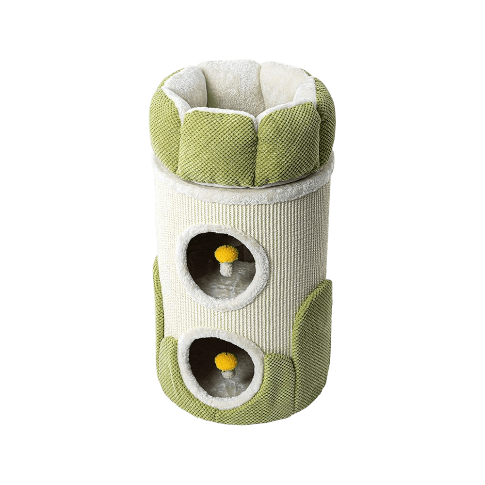 Arctic Snug Barrel Sisal Hideaway Cat Tree Green