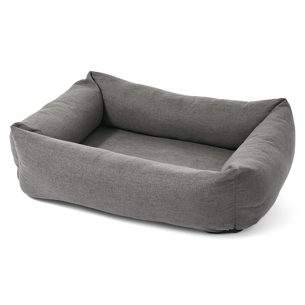paws-for-life-rectangular-bolster-pet-bed-faux-linen-dark-grey