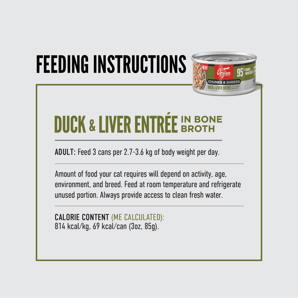 Orijen Chunks & Shreds Duck & Liver Adult Wet Cat Food Cans