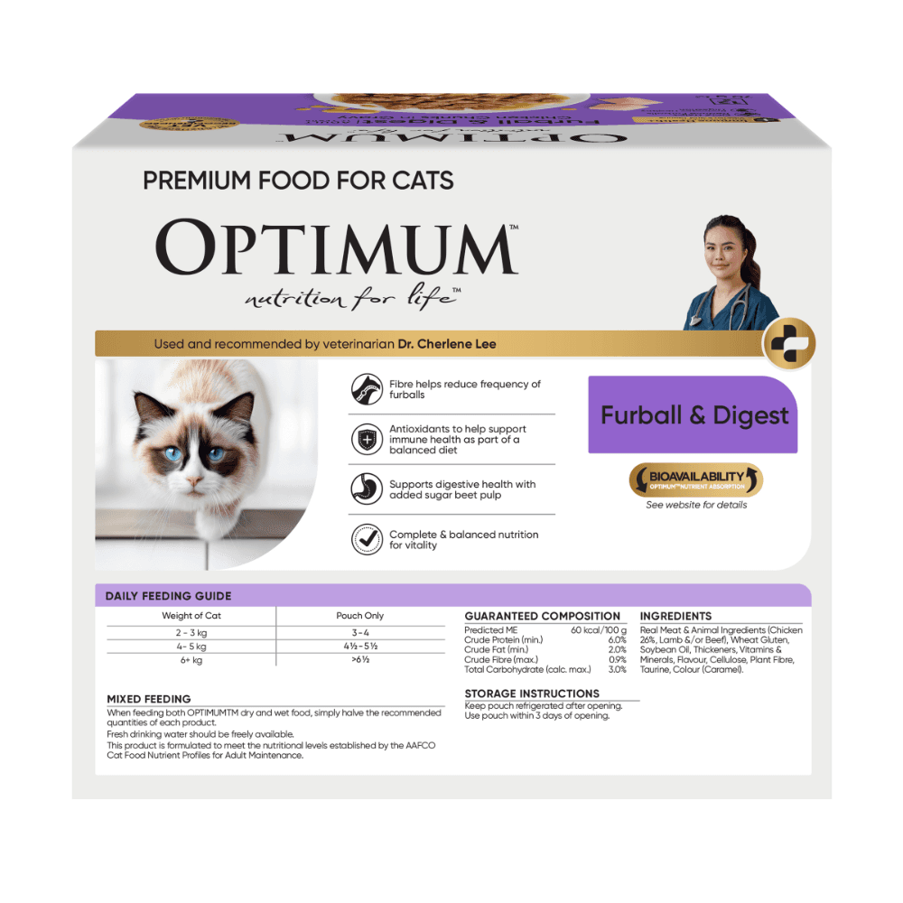 Optimum Digest Furball Chicken in Jelly Adult Wet Cat Food Pouch