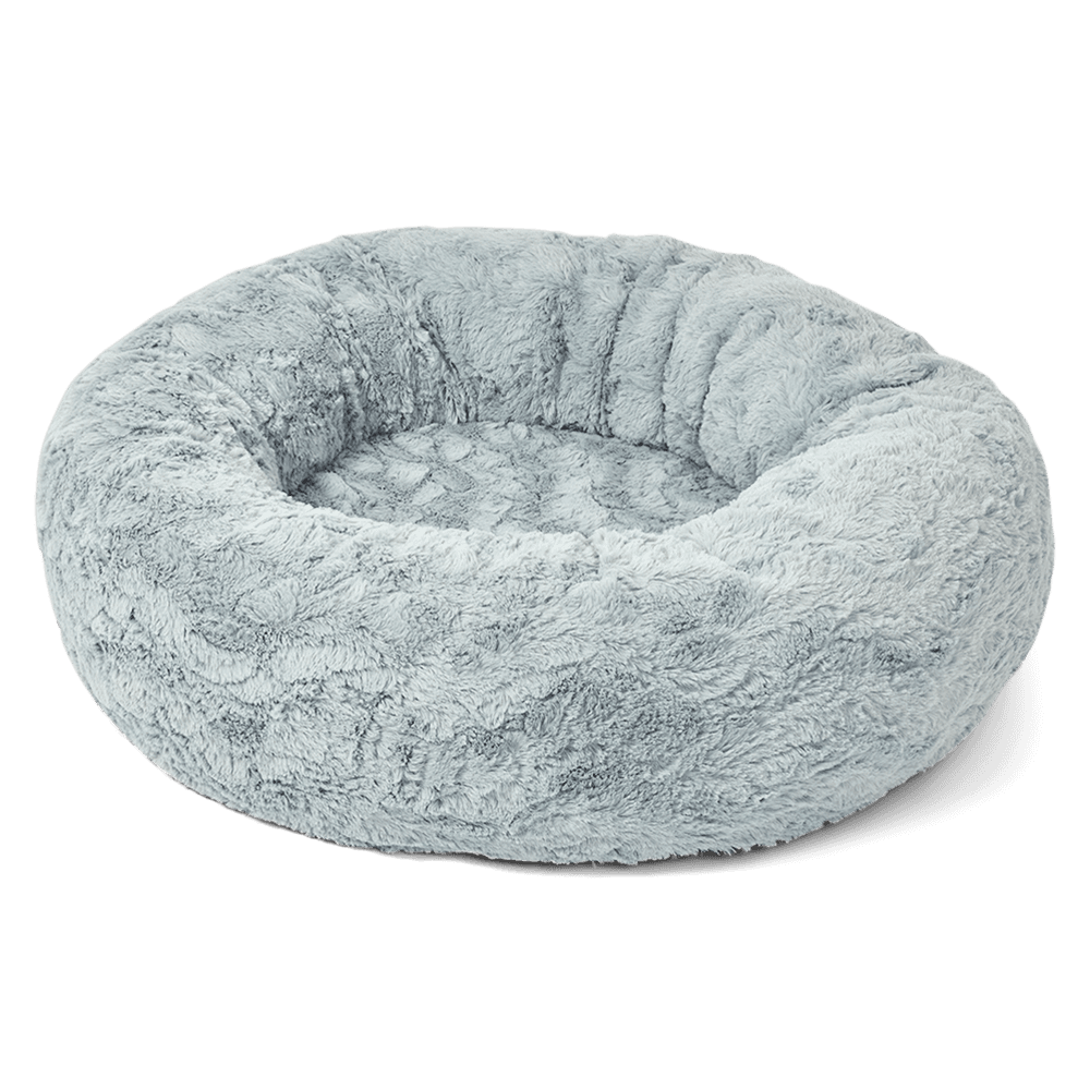 Donut Bolster Pet Bed Brushed Fleece Grey