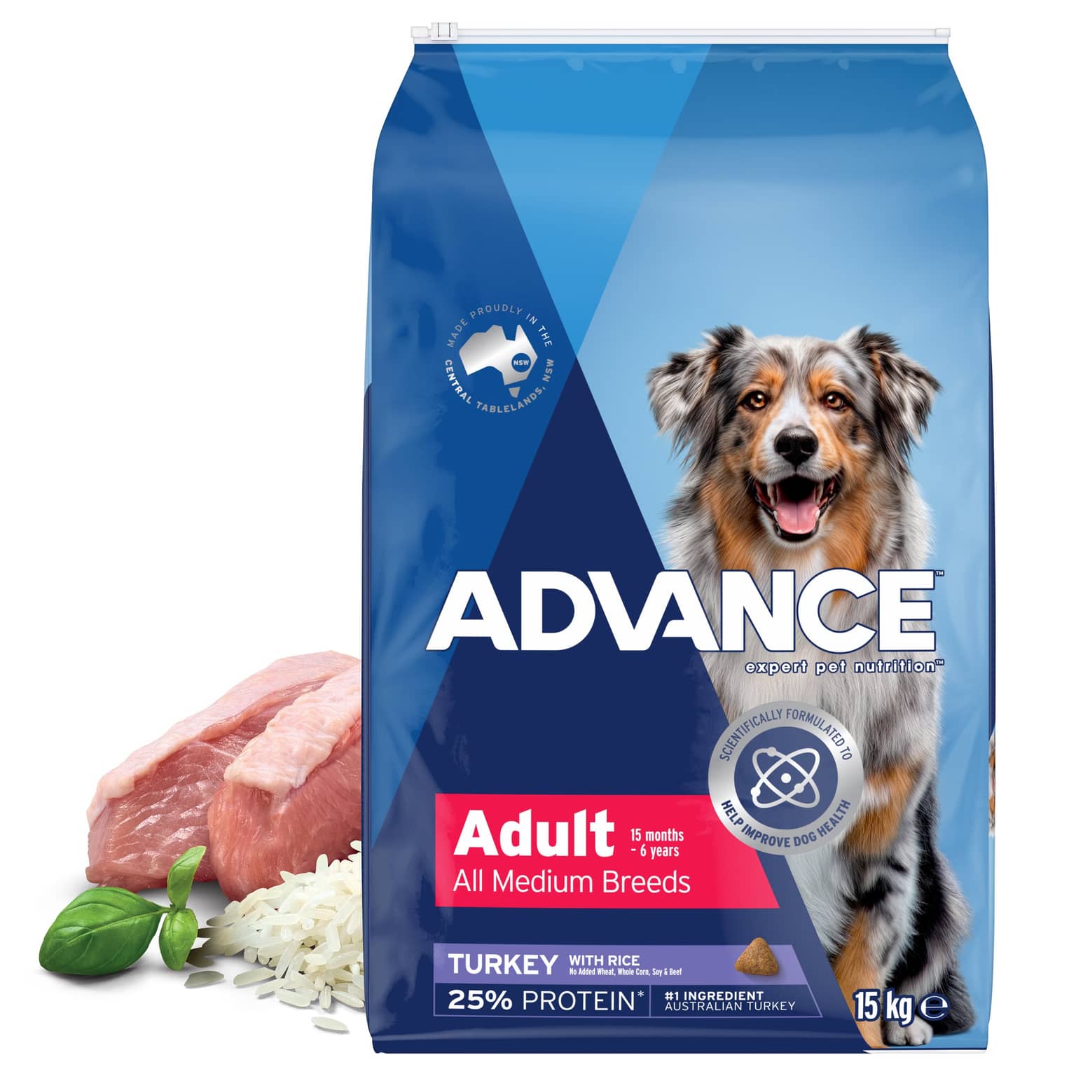 ADVANCE Medium Adult Dry Dog Food Turkey With Rice