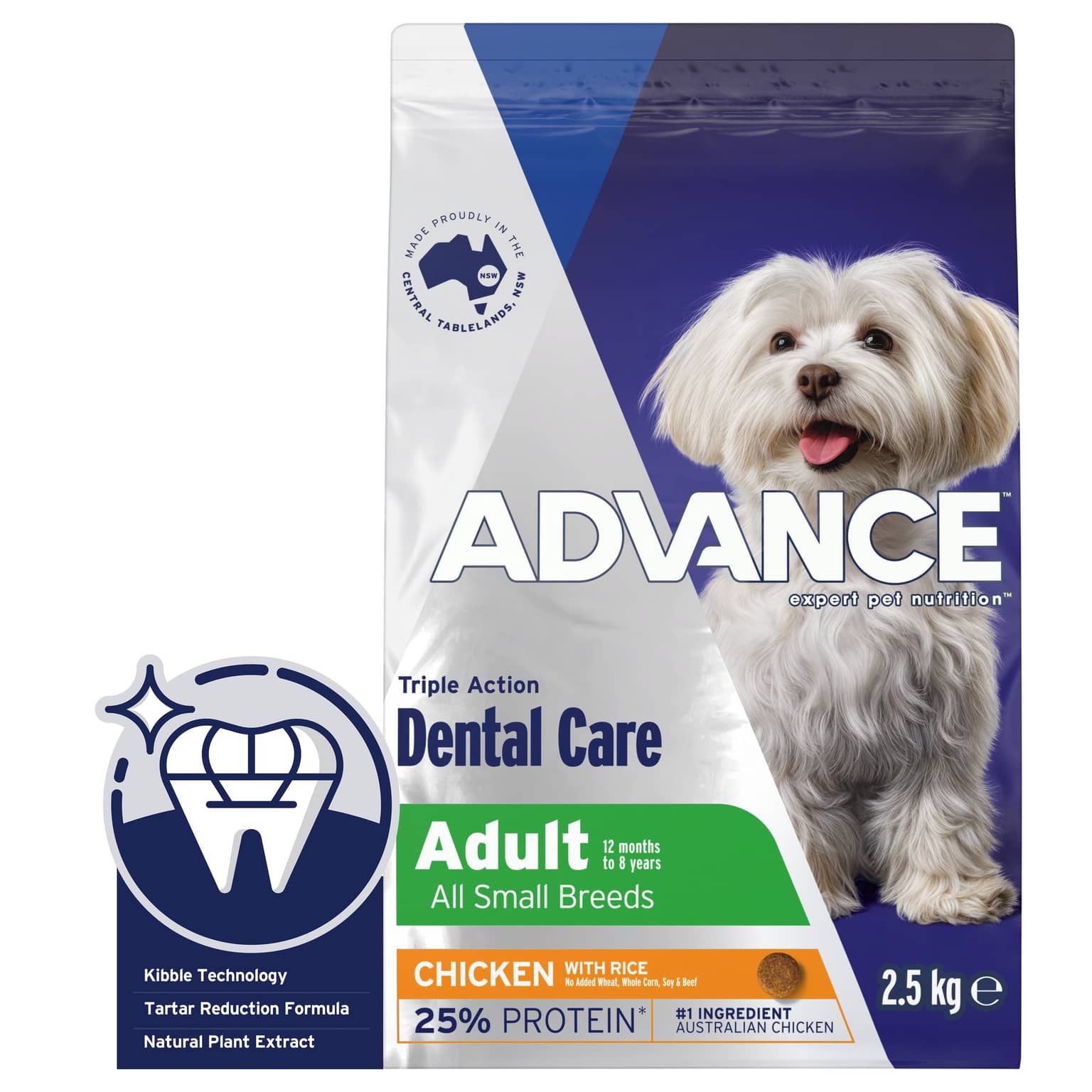 ADVANCE Triple Action Dental Care Small Adult Dry Dog Food Chicken With Rice