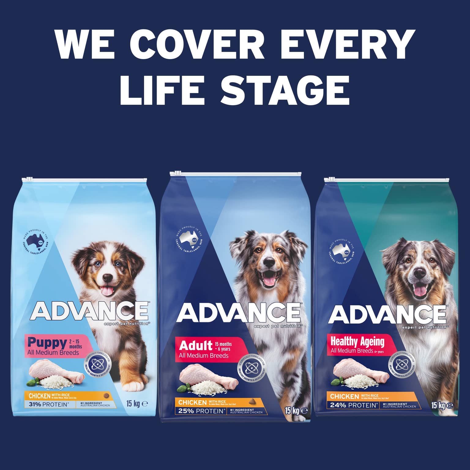 ADVANCE Triple Action Dental Care Medium Adult Dry Dog Food Chicken With Rice