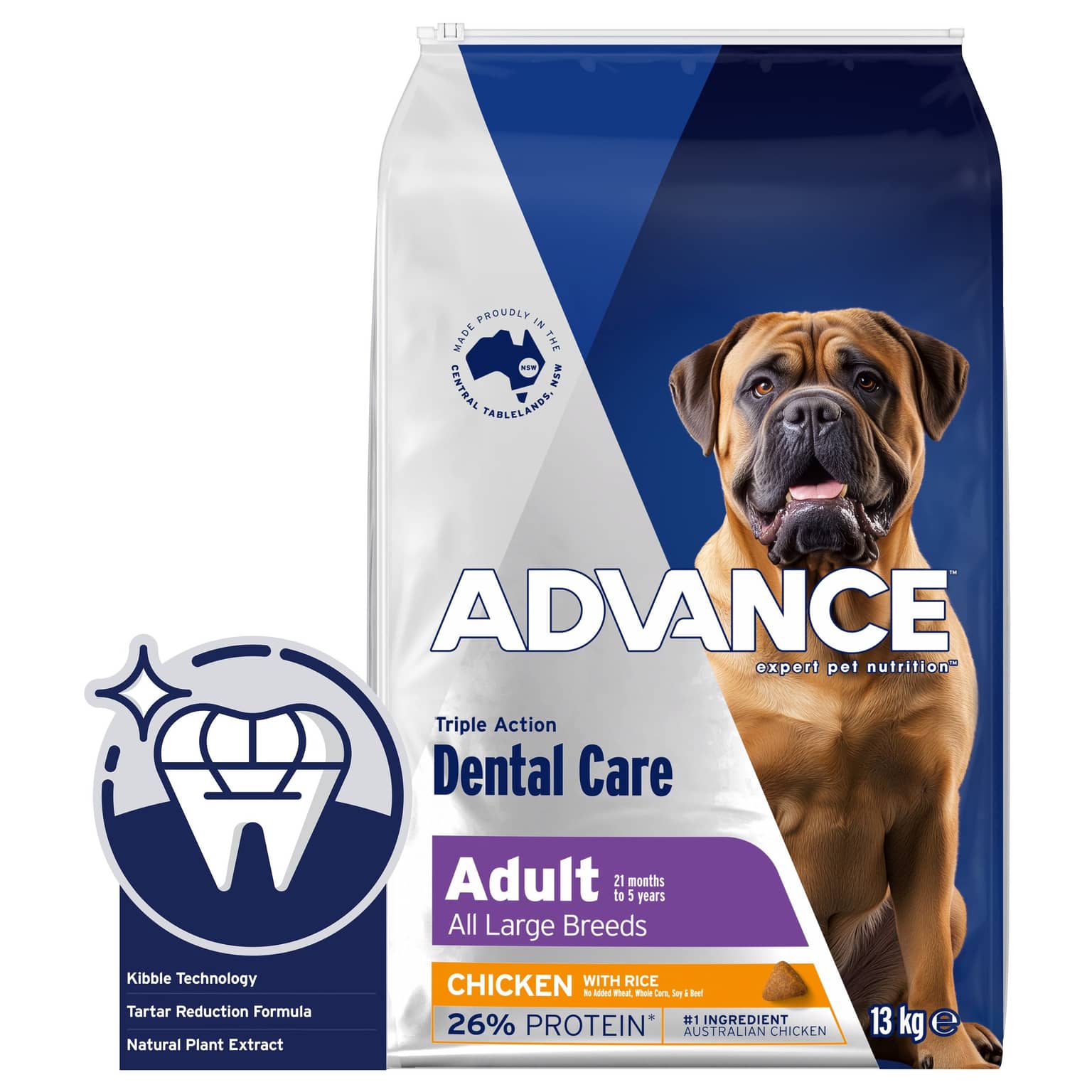 ADVANCE Triple Action Dental Care Large Adult Dry Dog Food Chicken With Rice