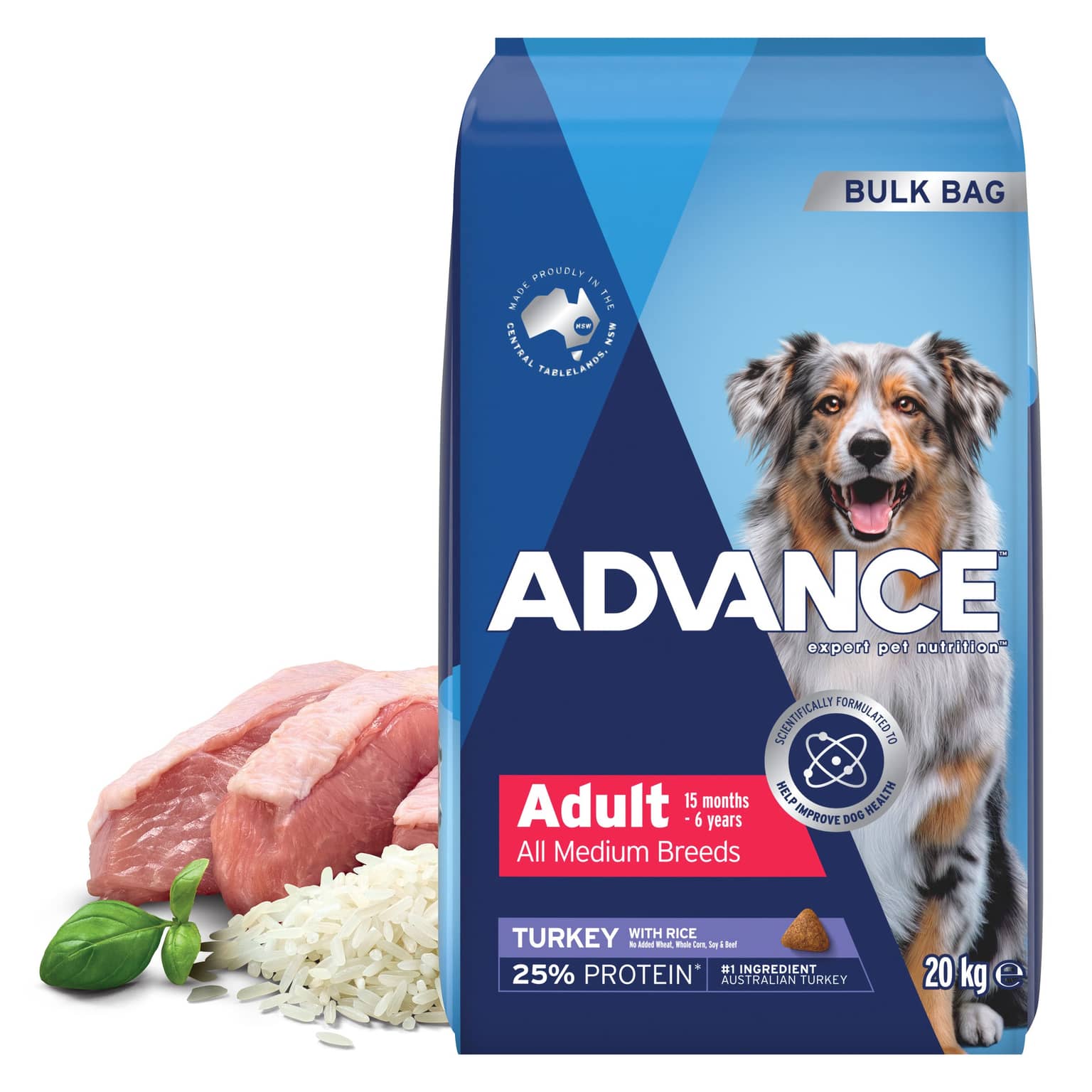 ADVANCE Medium Adult Dry Dog Food Turkey With Rice