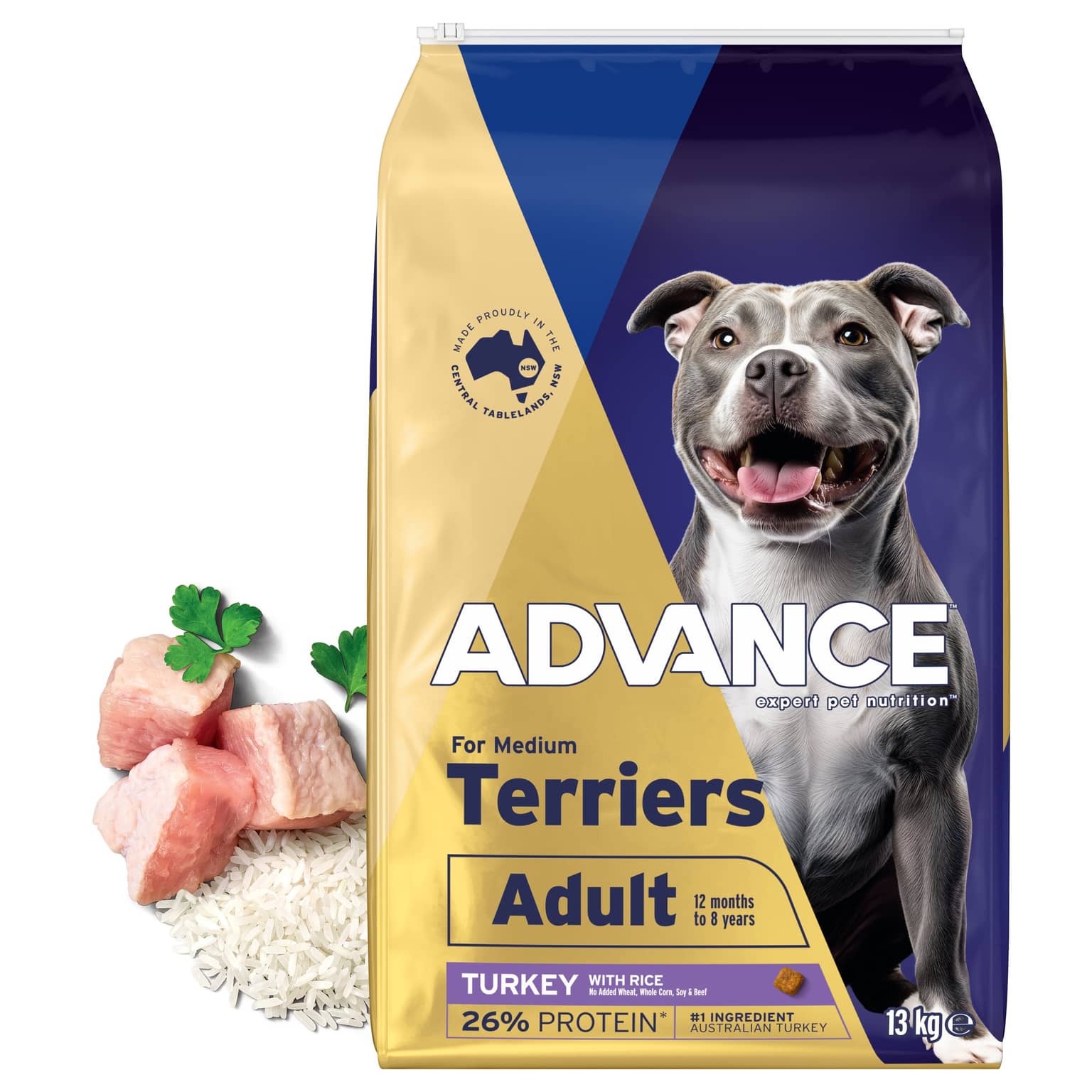 ADVANCE Medium Terriers Adult Dry Dog Food Turkey With Rice