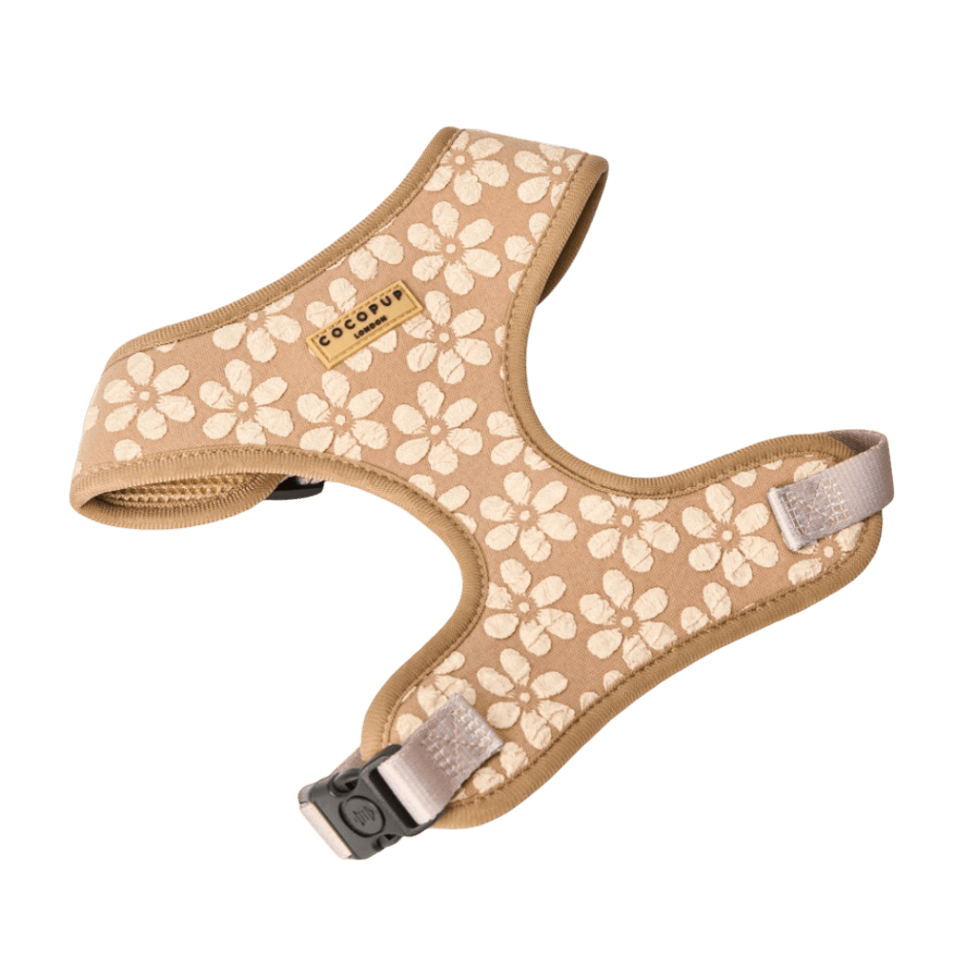 cocopup-london-adjustable-neck-dog-harness-luxe-mocha-flower