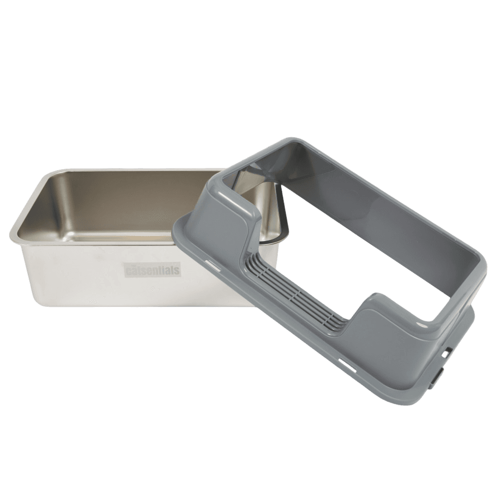 the-catsentials-front-opening-stainless-steel-cat-litter-box-grey