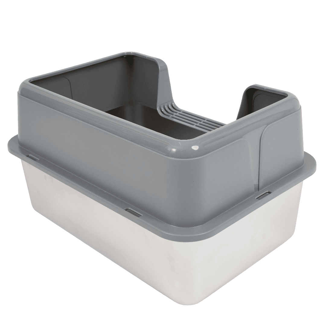paws-for-life-semi-enclosed-stainless-steel-cat-litter-box-grey