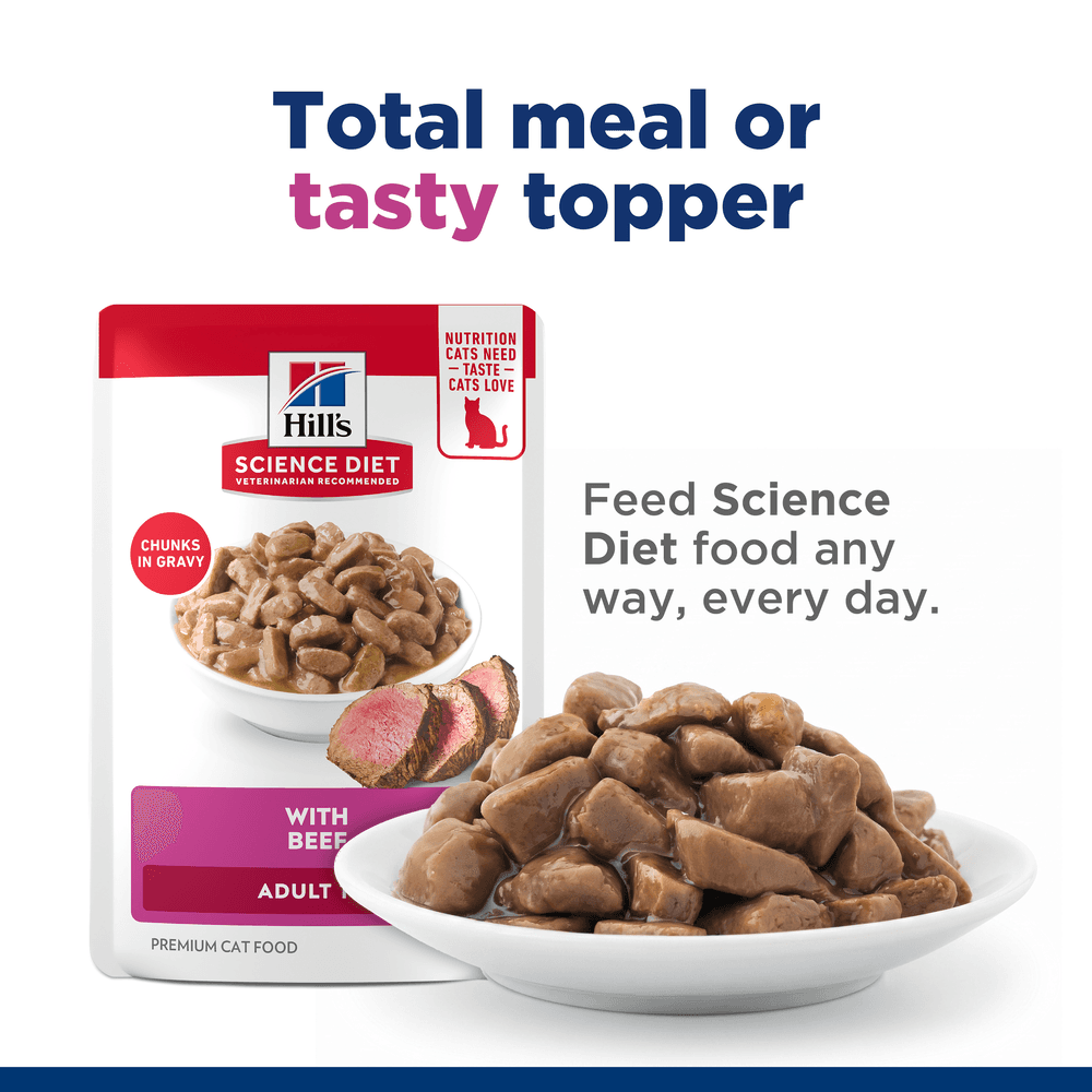 Hills Science Diet Adult Beef Wet Cat Food Pouches
