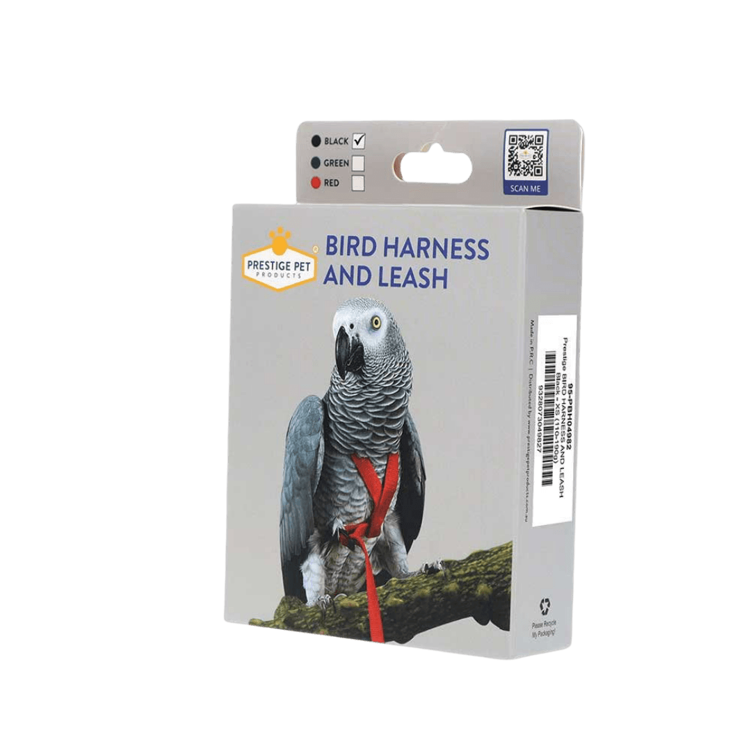 prestige-pet-bird-harness-and-leash-in-black