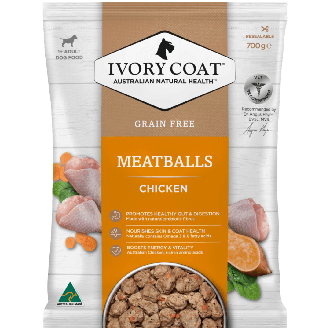 ivory-coat-grain-free-chicken-meatballs-frozen-dog-food