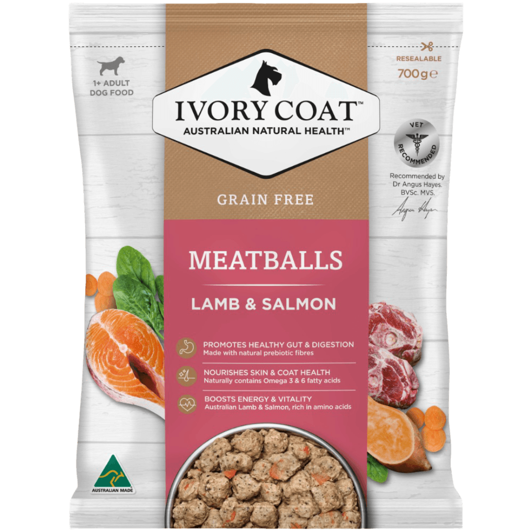 ivory-coat-grain-free-lamb-salmon-meatballs-frozen-dog-food