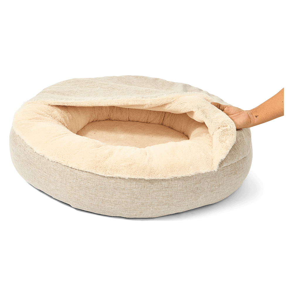 paws-for-life-hooded-pet-bed-faux-linen-oatmeal