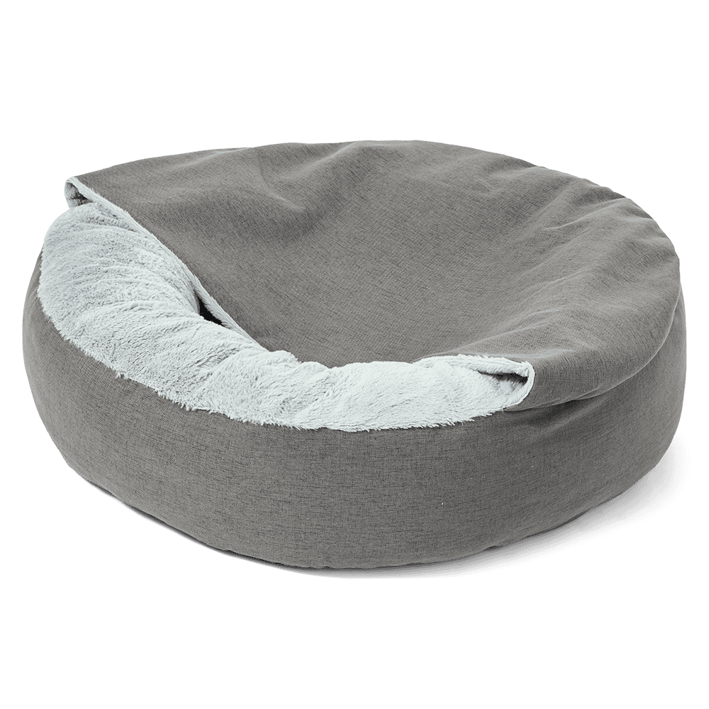 paws-for-life-hooded-pet-bed-faux-linen-dark-grey