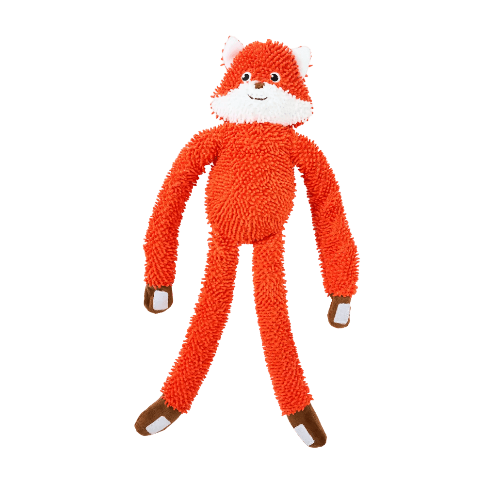 Moppy Long Limbed Fox with Rope Skeleton Plush Dog Toy