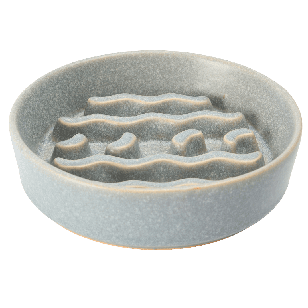 Ceramic Slow Feeder Plate Grey for Dogs and Cats