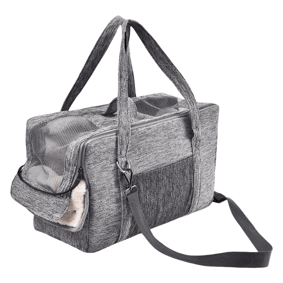 Paws for Life Soft-Sided Small Pet Carrier Bag in Grey (Cat & Small Dog, 43 × 23 × 26 cm) Virgin Cabin Dog Bag