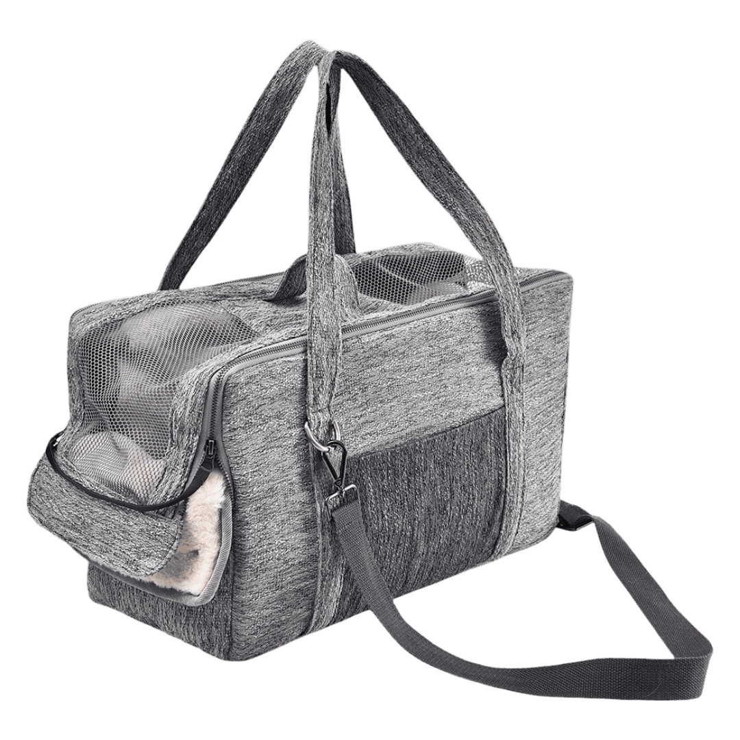 Paws for Life Soft-Sided Small Pet Carrier Bag in Grey (Cat & Small Dog, 43 × 23 × 26 cm) Virgin Cabin Dog Bag