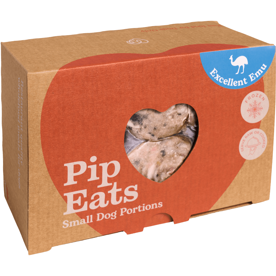 pip-eats-excellent-emu-frozen-raw-dog-food