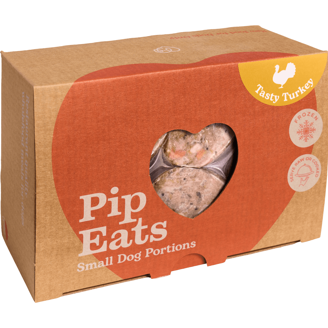pip-eats-tasty-turkey-frozen-raw-dog-food