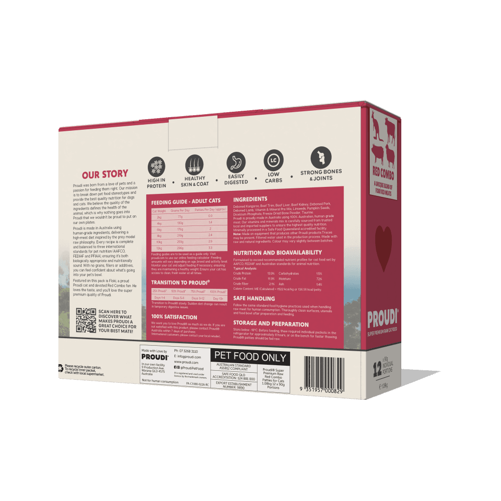 Proudi Premium Raw Red Combo Frozen Cat Food