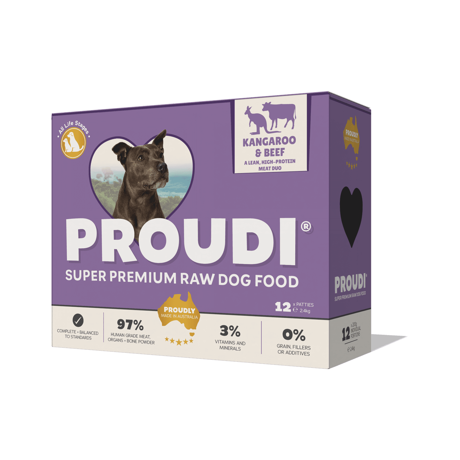 Proudi Premium Raw Kangaroo And Beef Frozen Dog Food