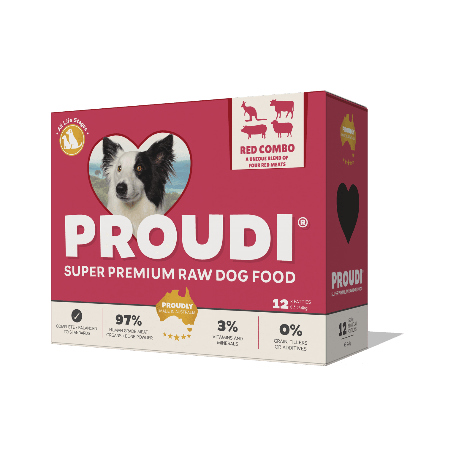 Proudi Premium Raw Red Combo Frozen All Lifestages Dog Food