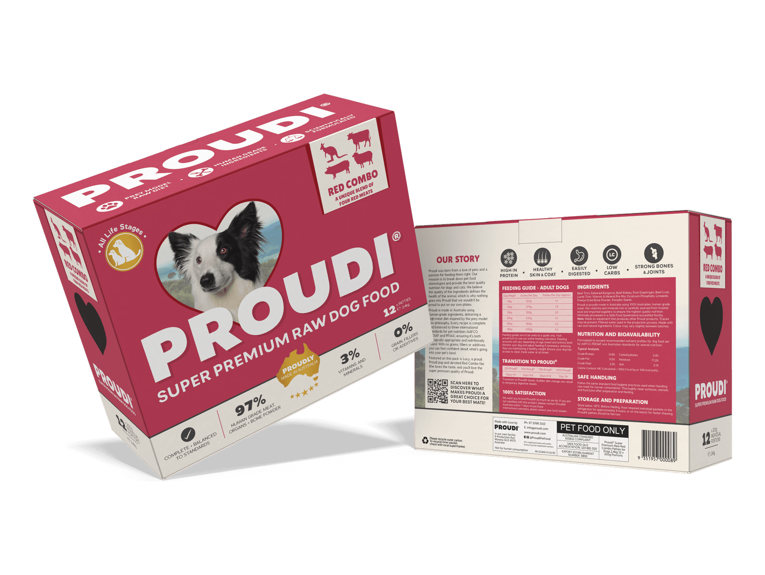 Proudi Premium Raw Red Combo Frozen All Lifestages Dog Food