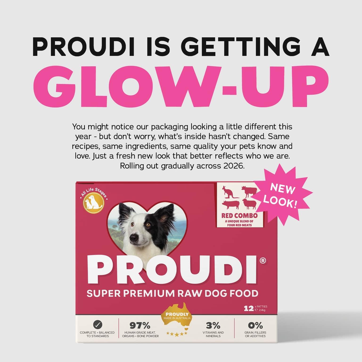 Proudi Premium Raw Red Combo Frozen All Lifestages Dog Food