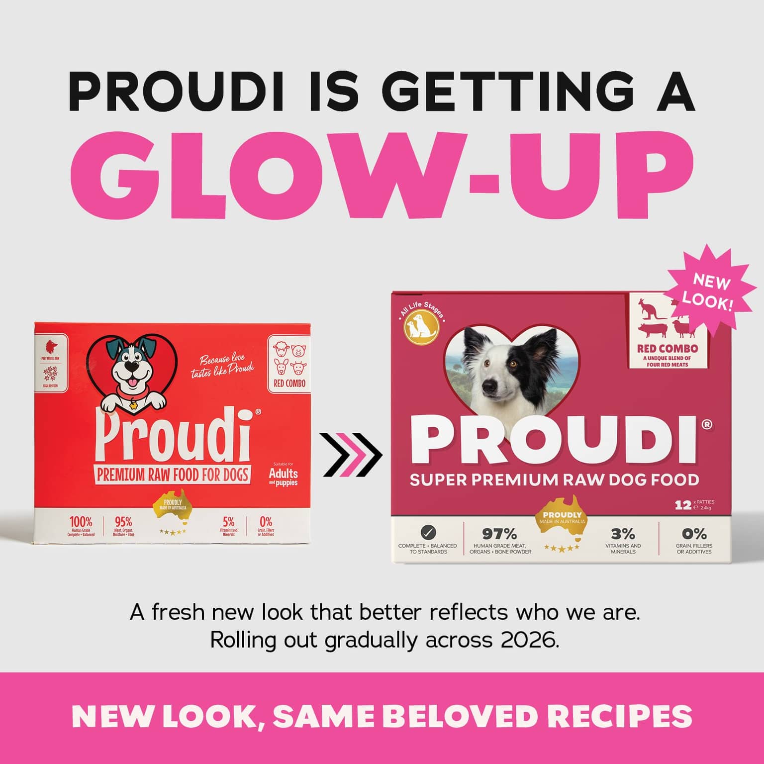 Proudi Premium Raw Red Combo Frozen All Lifestages Dog Food
