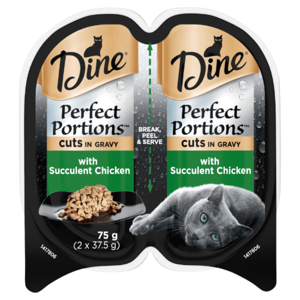 Dine Perfect Portions Chunks In Gravy Chicken Cat Wet Food Tray