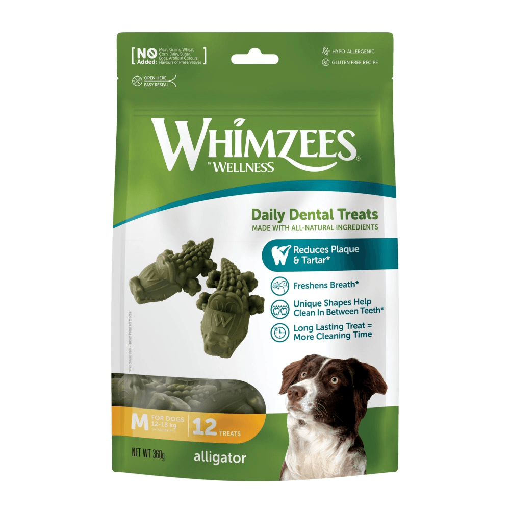 Whimzees Alligator Medium Dental Dog Treats