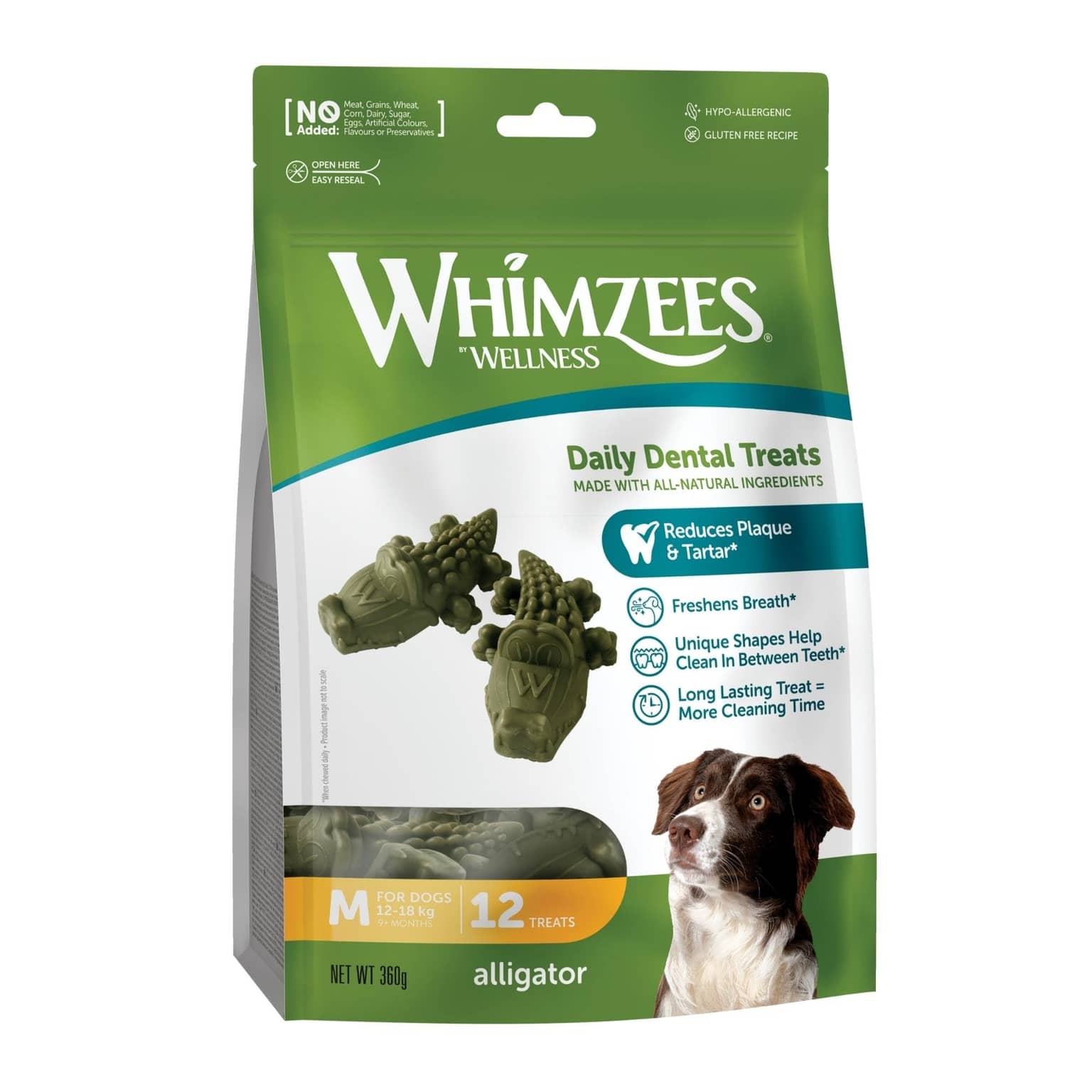 Whimzees Alligator Medium Dental Dog Treats